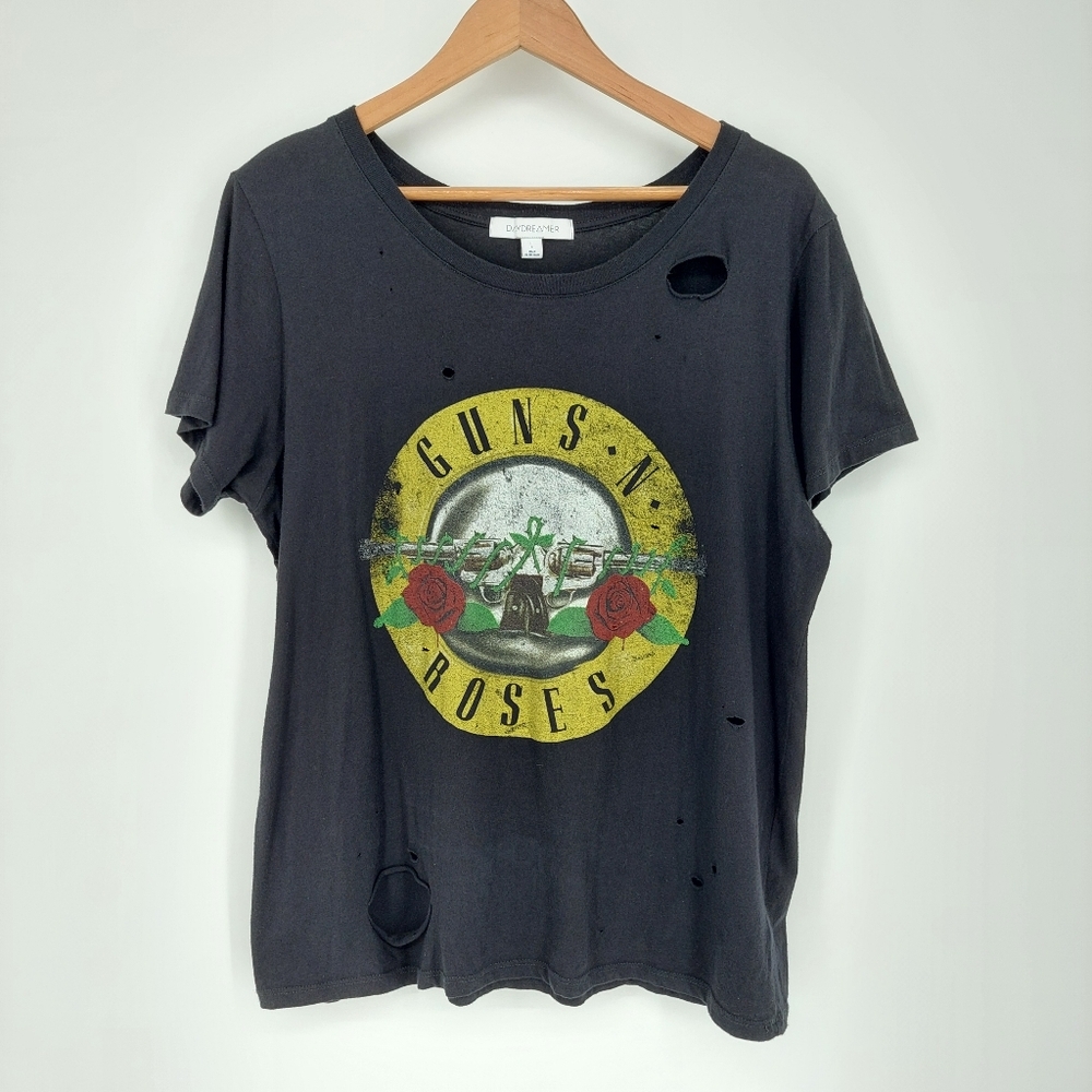 Daydreamer Guns N Roses Distressed Black T-shirt, Sz L